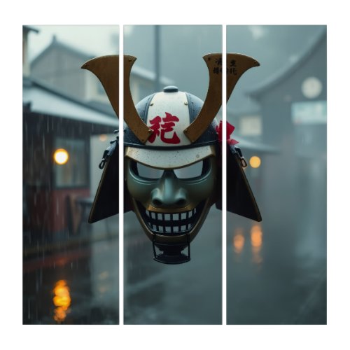 Samurai mask triptych