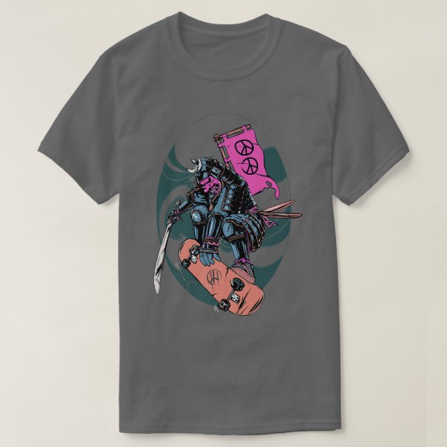 Samurai Ninja Japan Skateboard Apparel  T-Shirt (Design Front)