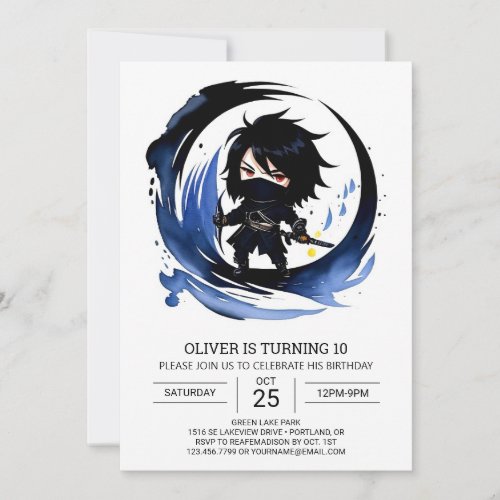 Samurai Ninja Martial Arts Birthday Invitation