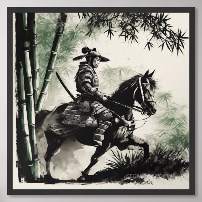 Samurai on Horse Framed Art (Framed Front)