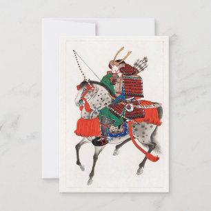 Samurai on Horseback (1878) Vintage Japanese Ink D Invitation