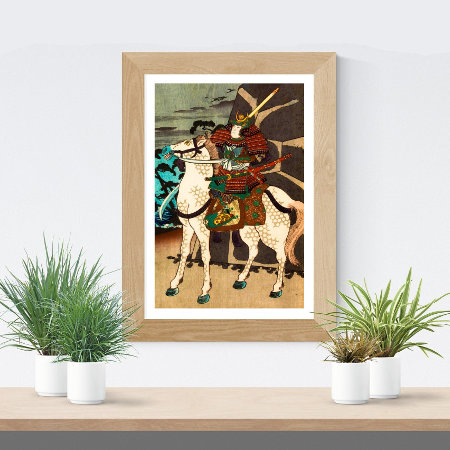 Samurai On Horseback By Kuniyoshi Poster