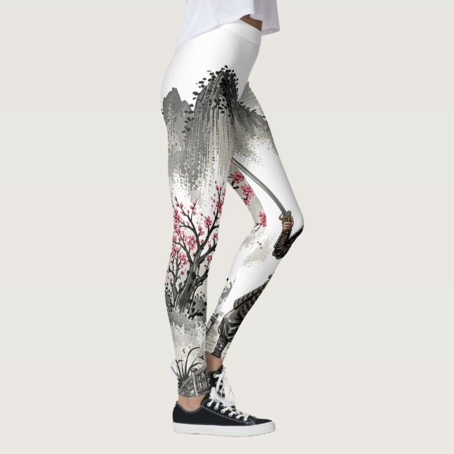 Samurai on the Bridge under the Red Moon Leggings (Right)