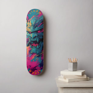 Samurai Oni Mask Graffiti Art – Limited Edition Skateboard