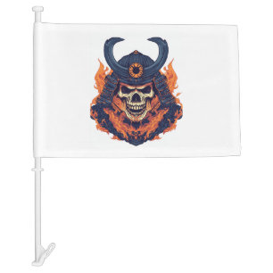Samurai Oni Skull Car Flag