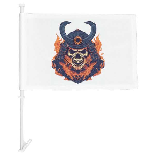 Samurai Oni Skull Car Flag (Front)