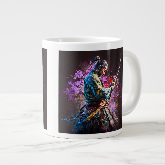 Samurai Painting Jumbo Mug  (Front Right)