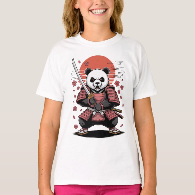 Samurai Panda  Bear Kids Basic T-Shirt (Front)