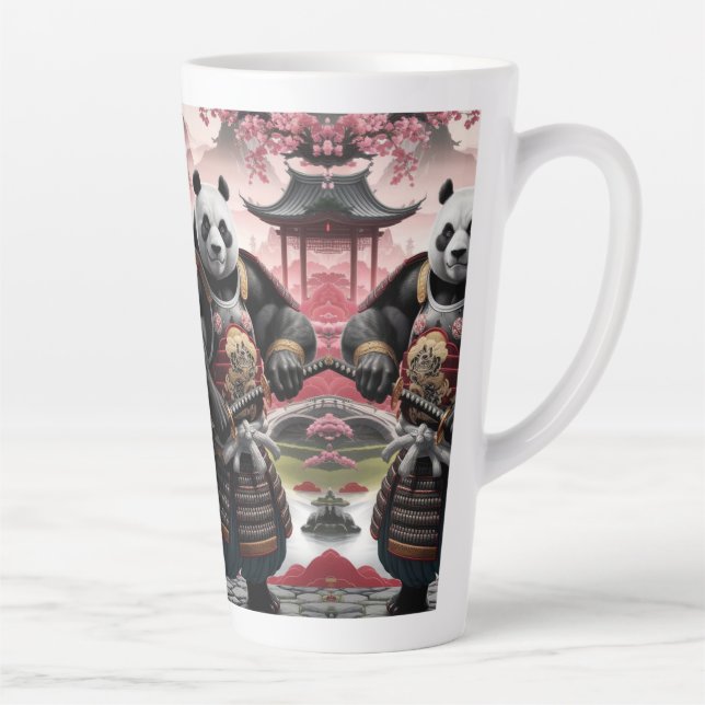 Samurai Panda in Traditional Chinese Landscape Latte Mug (Right)