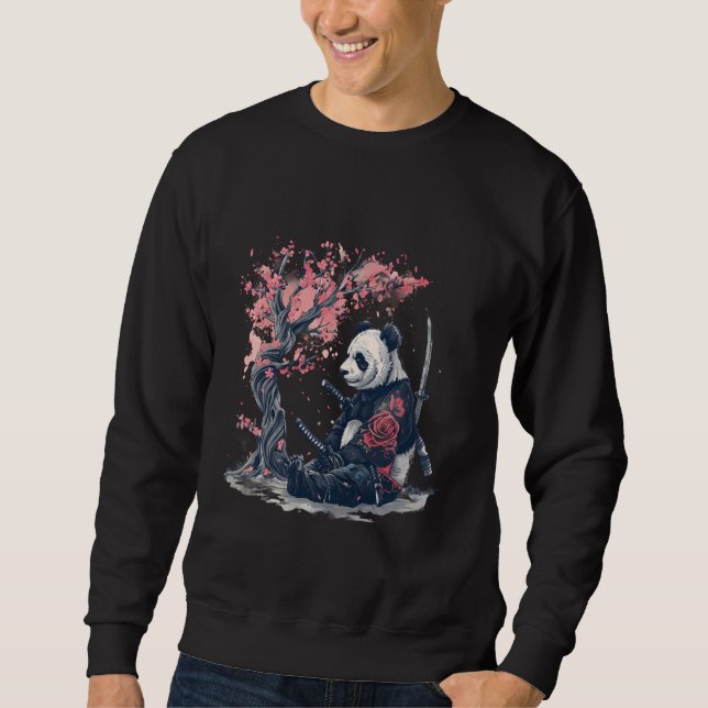Samurai Panda Japanese Warrior Drawing Artwork Sak Sweatshirt (Front)