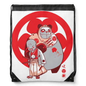 samurai & pandarobot drawstring bag