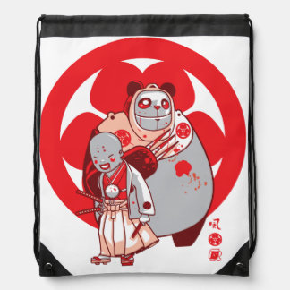samurai & pandarobot drawstring bag