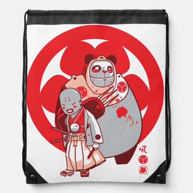 samurai & pandarobot drawstring bag (Front)