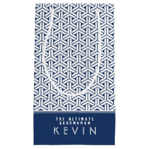 Samurai Pattern Personalized Groomsman   Small Gift Bag