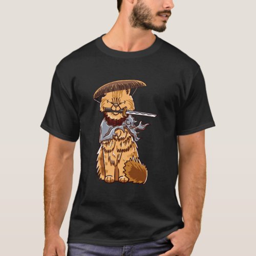 Samurai Persian Katana Japanese Cool Feline Cat Lo T_Shirt