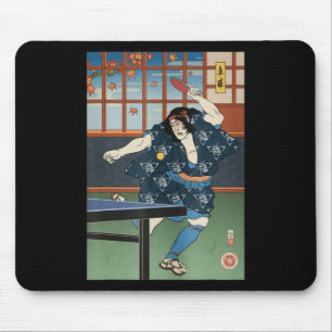 Samurai Play Table Tennis Ping Pong Ukiyoe Mouse Pad