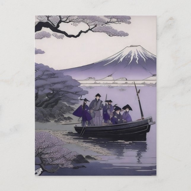 Samurai Postcard Mount Fuji Japanese Art (Front)