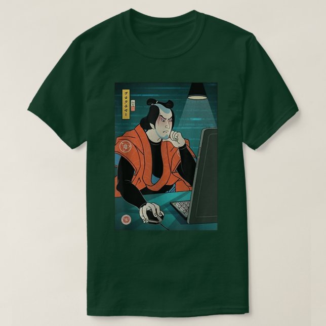 Samurai Programmer 4 Code Developer Ukiyoe  T-Shirt (Design Front)
