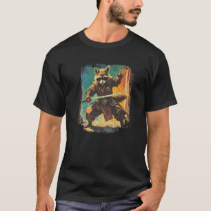 Samurai Raccoon Japanese Sumi e Art Kawaii Funny N T-Shirt