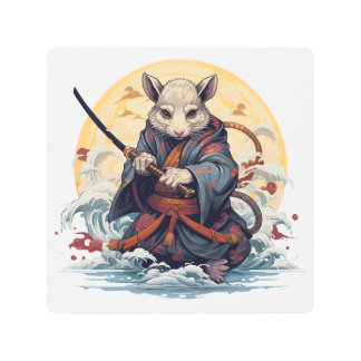 Samurai Rat Metal Print