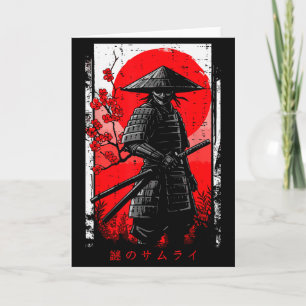 Samurai Red Sun Cherry Blossoms Japanese Art Men W Card