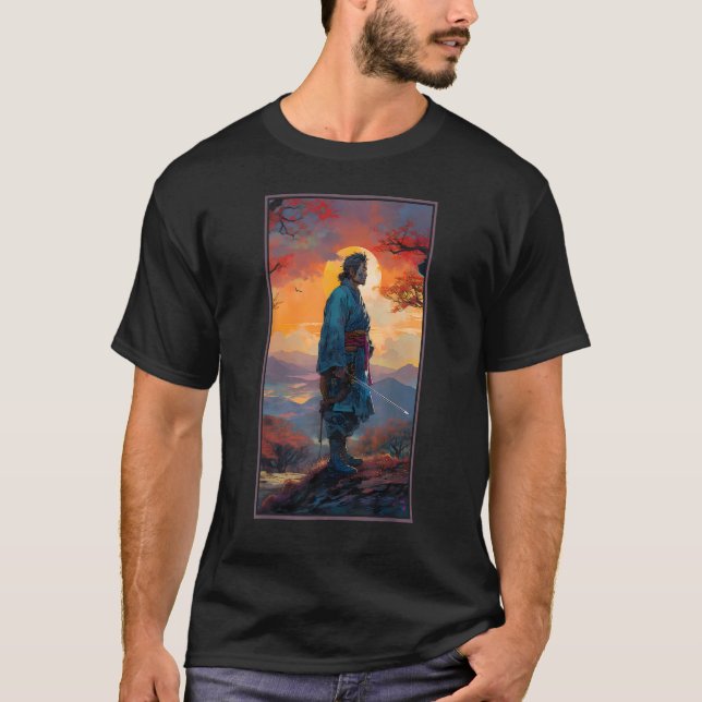 Samurai Retro Japanese Warrior Print Art Japan Gra T-Shirt (Front)