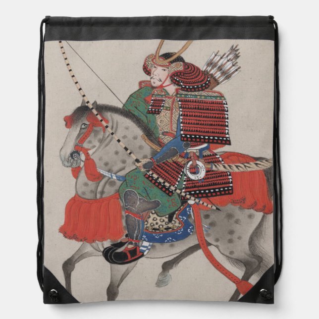 Samurai Riding a Horse Drawstring Bag (Front)