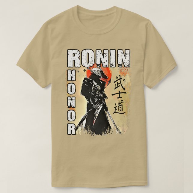 Samurai Ronin Straw Hat Warrior Sword Fighter Japa T-Shirt (Design Front)