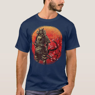 Samurai Sakura Japanese Culture Warrior Retro Sun T-Shirt