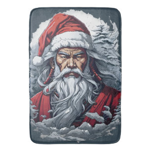 Samurai Santa Warrior Christmas Art Gift Bath Mat