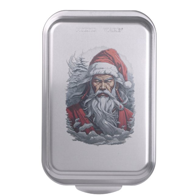 Samurai Santa Warrior Christmas Art Gift  Cake Pan (Front Vertical)