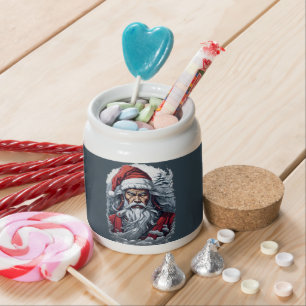 Samurai Santa Warrior Christmas Art Gift  Candy Jar