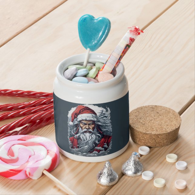 Samurai Santa Warrior Christmas Art Gift  Candy Jar (In Situ)