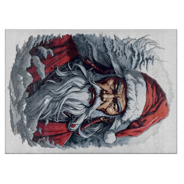 Samurai Santa Warrior Christmas Art Gift  Cutting Board (Front)