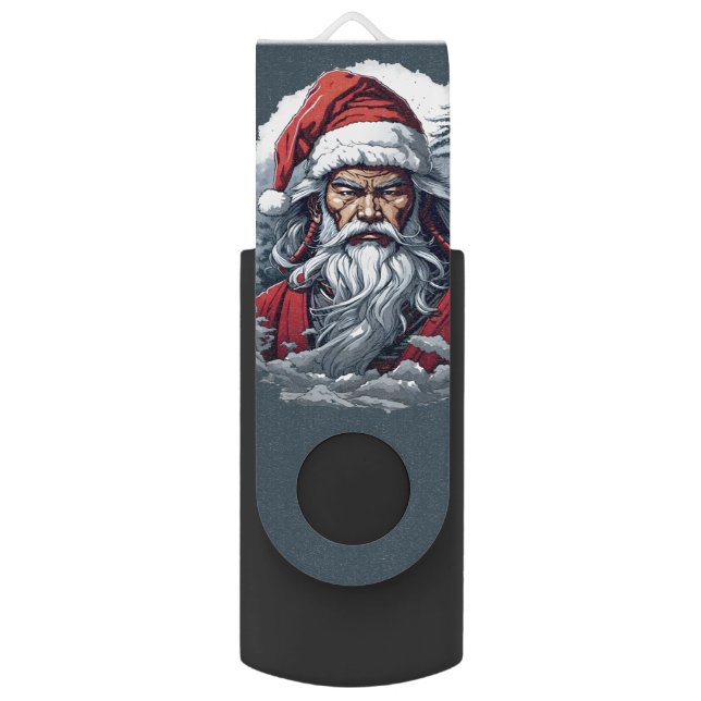 Samurai Santa Warrior Christmas Art Gift  Flash Drive (Front Vertical)