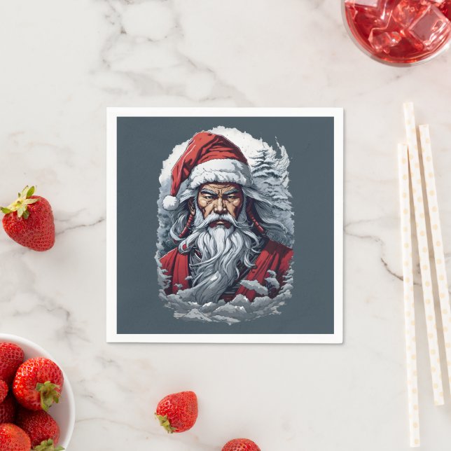 Samurai Santa Warrior Christmas Art Gift  Napkins (Insitu)