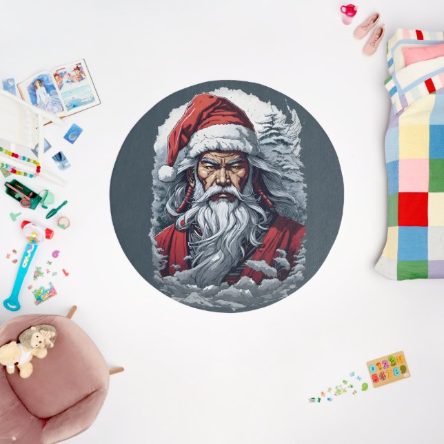 Samurai Santa Warrior Christmas Art Gift  Outdoor Rug (Insitu (Babyroom))