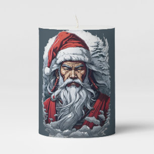 Samurai Santa Warrior Christmas Art Gift  Pillar Candle