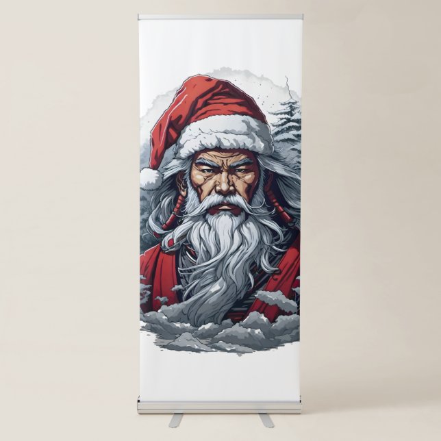 Samurai Santa Warrior Christmas Art Gift  Retractable Banner (Front)