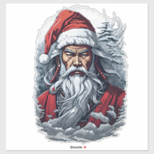 Samurai Santa Warrior Christmas Art Gift  Sticker