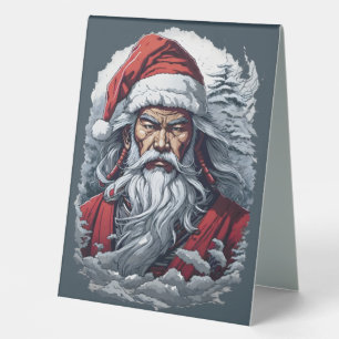 Samurai Santa Warrior Christmas Art Gift Table Tent