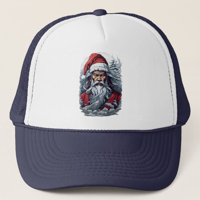 Samurai Santa Warrior Christmas Art Gift  Trucker Hat (Front)