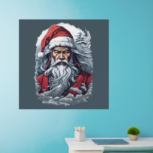 Samurai Santa Warrior Christmas Art Gift  Wall Decal (Home Office)