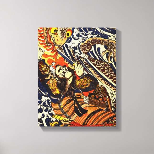 Samurai & Serpent Asian Art Canvas Print (Front)