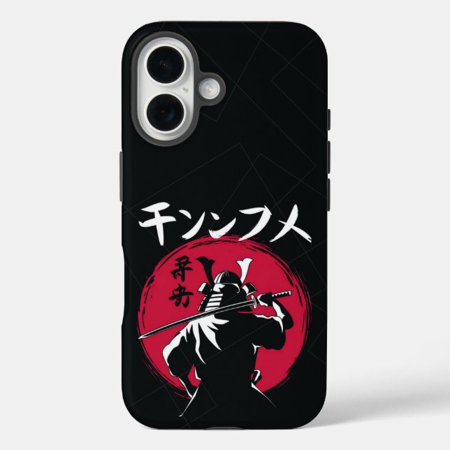 Samurai Silhouette with Katana and Rising Sun Case-Mate iPhone Case (Back)