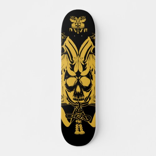 Samurai Skull Gold Black color Skateboard Deck