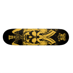 Samurai Skull Gold Black color Skateboard Deck