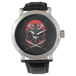 Samurai Skull Rising Sun Warrior Art Watch