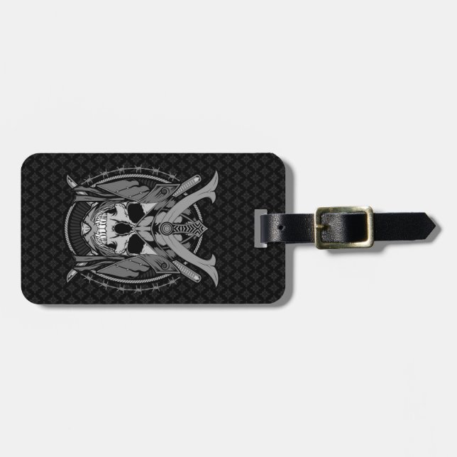 Samurai Skull Warrior Luggage Tag (Front Horizontal)