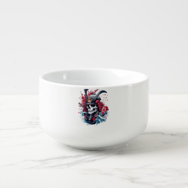 Samurai Skull Warrior Soup Mug (Front)